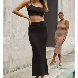 BRAND NEW DISSH NADIA KNIT CROP AND MIDI SKIRT